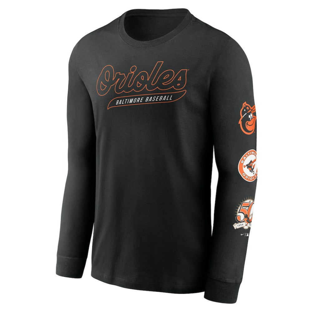 Black Baltimore Orioles Nike Cooperstown Collection Knockout Long Sleeve T-Shirt