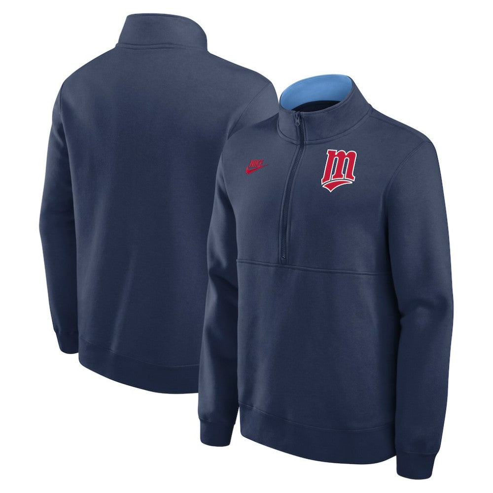 Navy Minnesota Twins Nike Cooperstown Collection Fleece Half-Zip Pullover