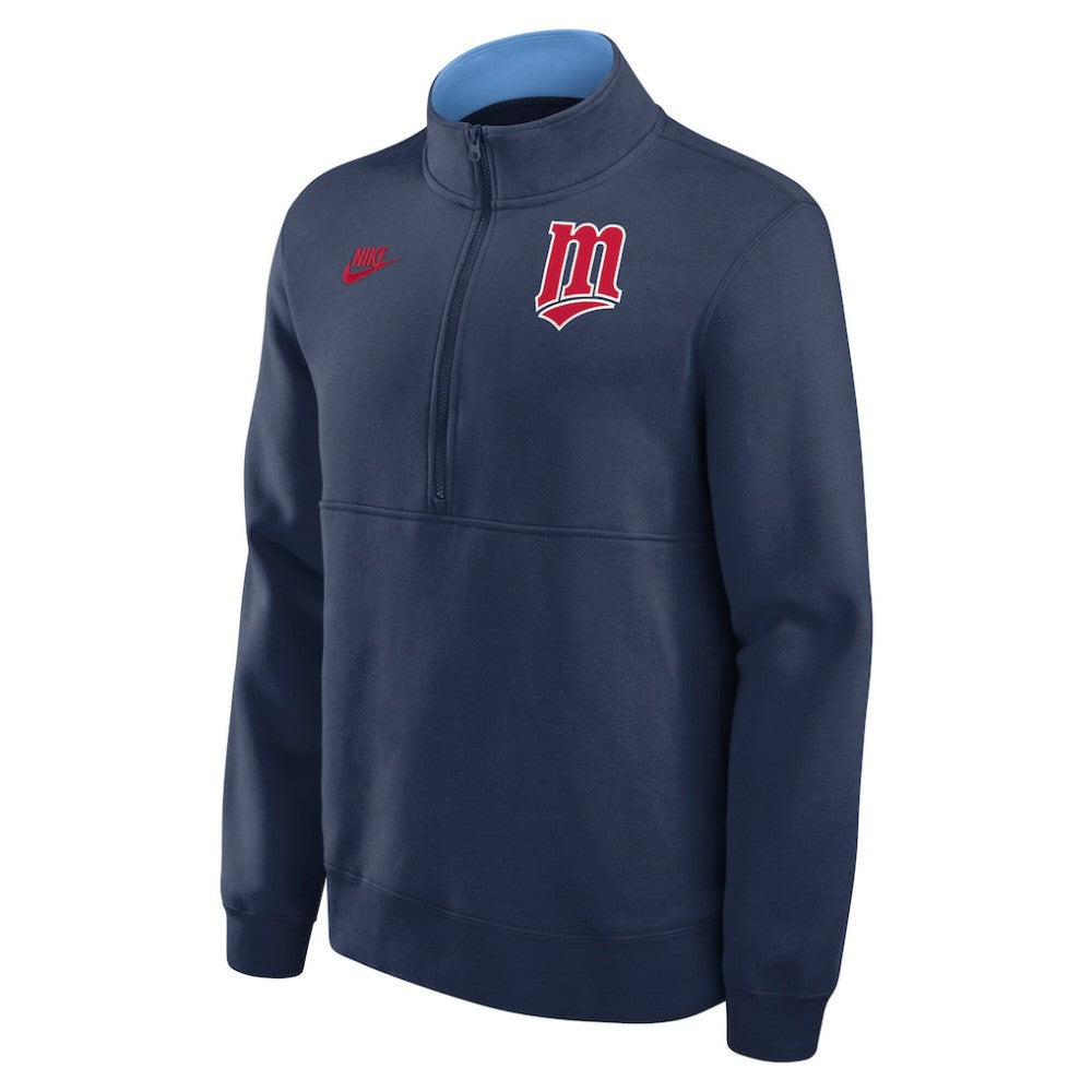 Navy Minnesota Twins Nike Cooperstown Collection Fleece Half-Zip Pullover