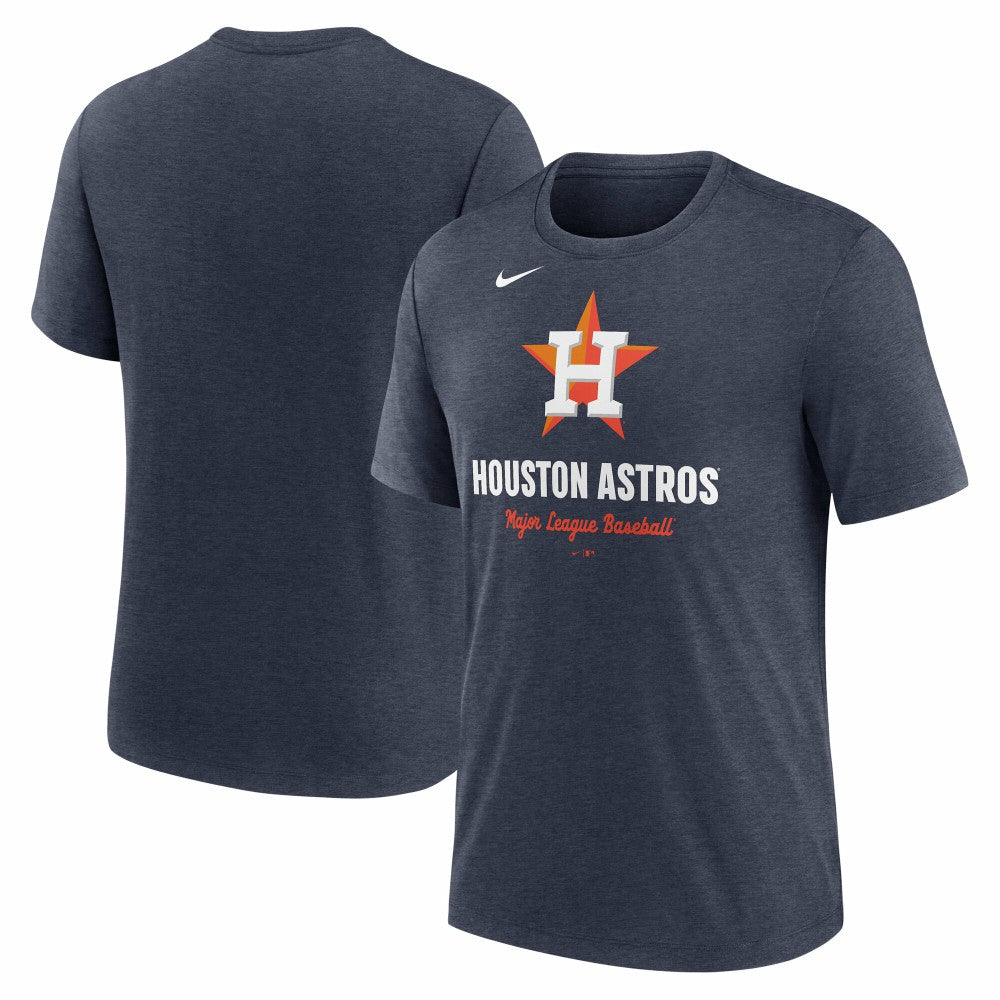 Heather Navy Houston Astros Nike Logo Tri-Blend T-Shirt
