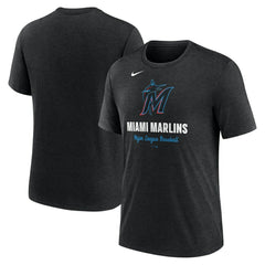 Heather Black Miami Marlins Nike Logo Tri-Blend T-Shirt