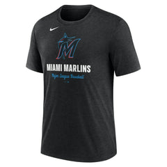 Heather Black Miami Marlins Nike Logo Tri-Blend T-Shirt
