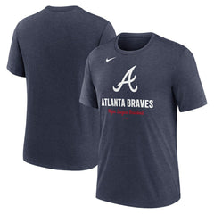 Heather Navy Atlanta Braves Nike Logo Tri-Blend T-Shirt