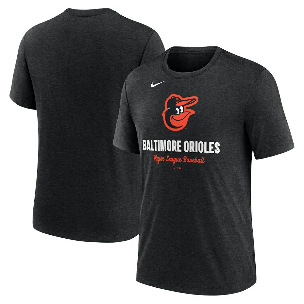 Heather Black Baltimore Orioles Nike Logo Tri-Blend T-Shirt
