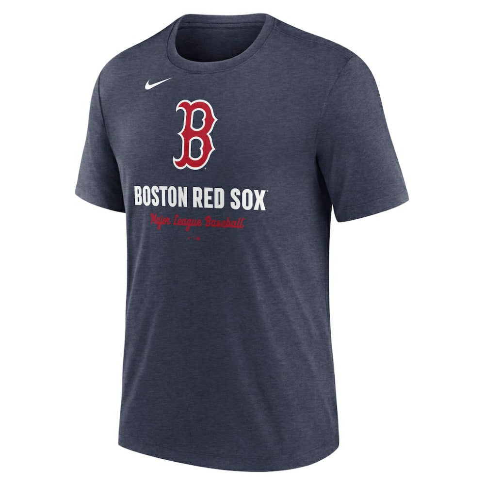 Heather Navy Boston Red Sox Nike Logo Tri-Blend T-Shirt
