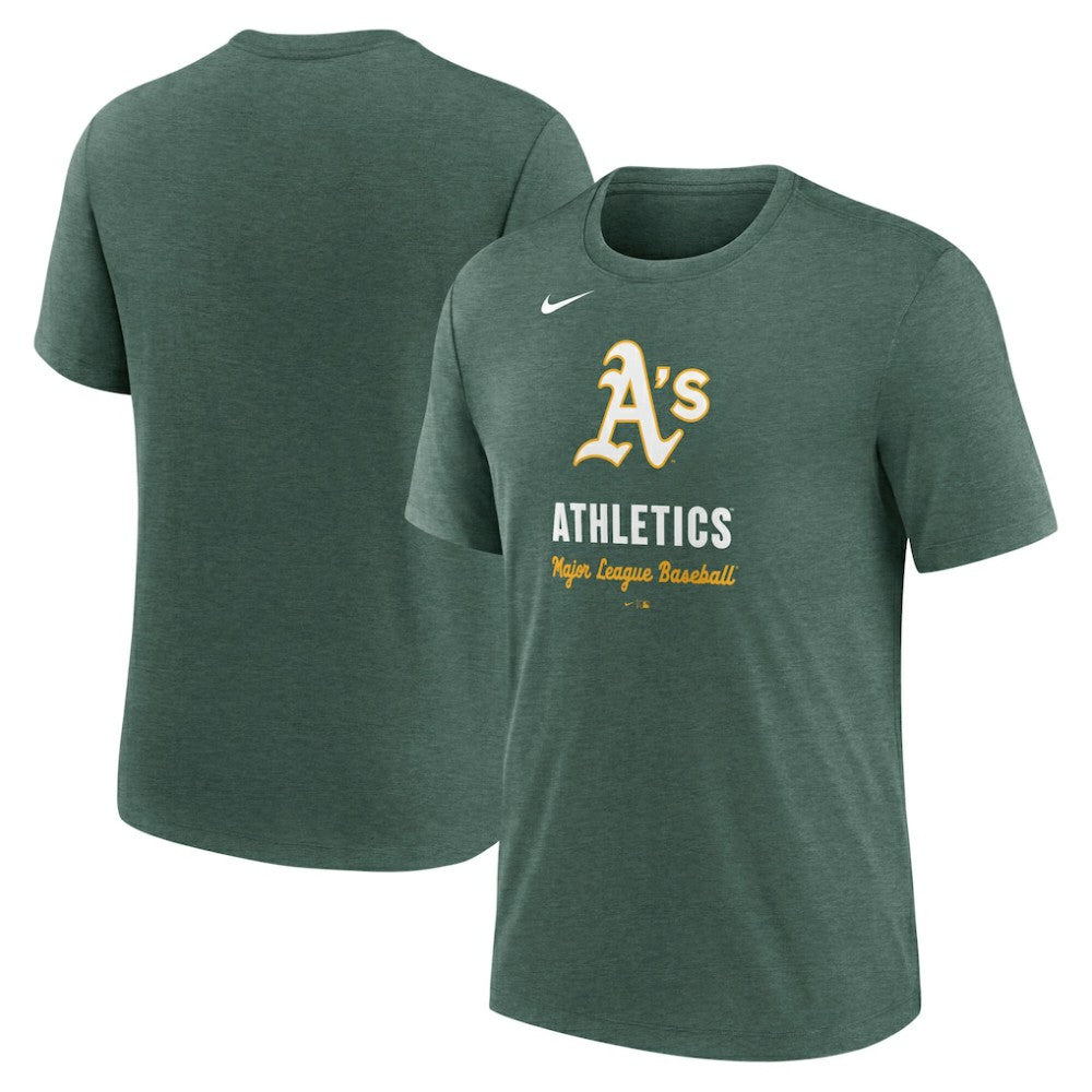 Heather Green Athletics Nike Logo Tri-Blend T-Shirt