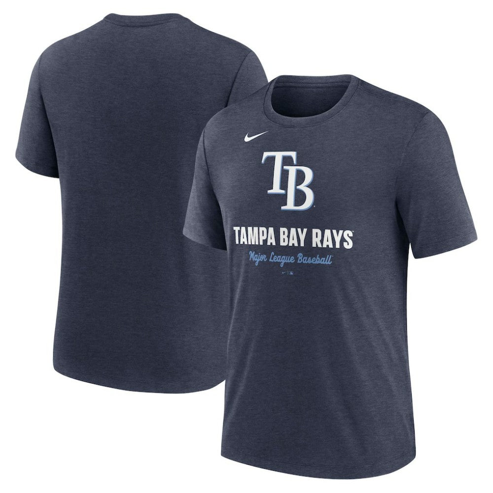 Heather Navy Tampa Bay Rays Nike Logo Tri-Blend T-Shirt