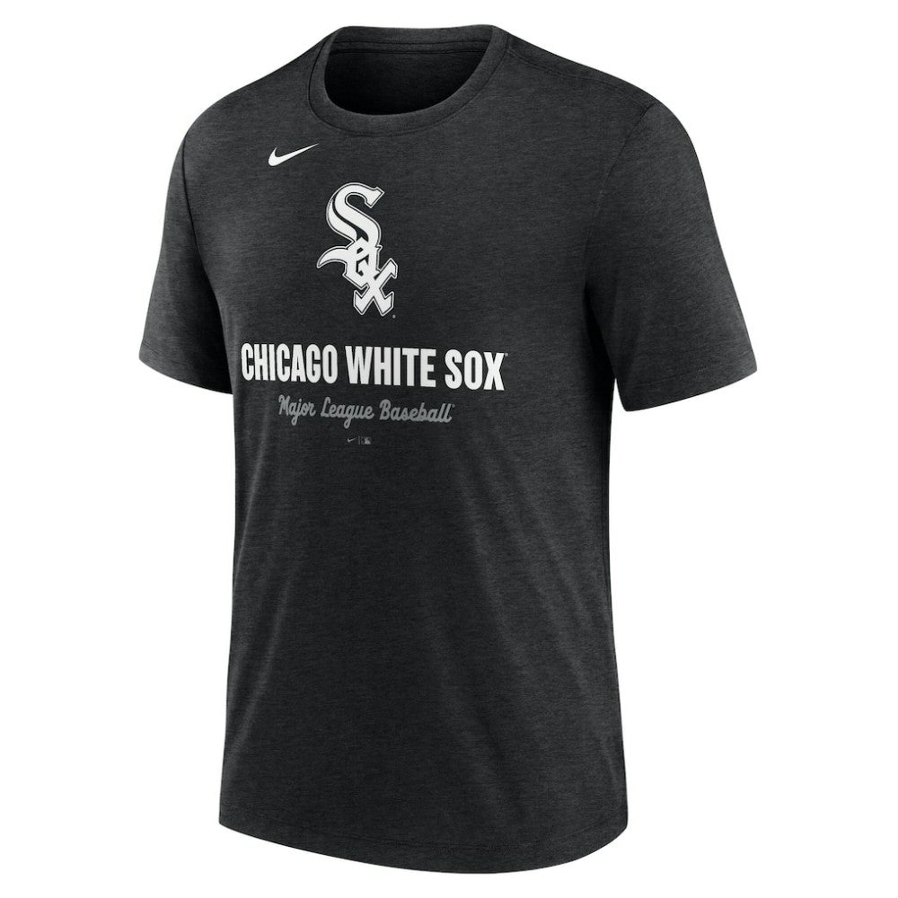 Heather Black Chicago White Sox Nike Logo Tri-Blend T-Shirt