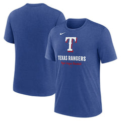 Heather Royal Texas Rangers Nike Logo Tri-Blend T-Shirt