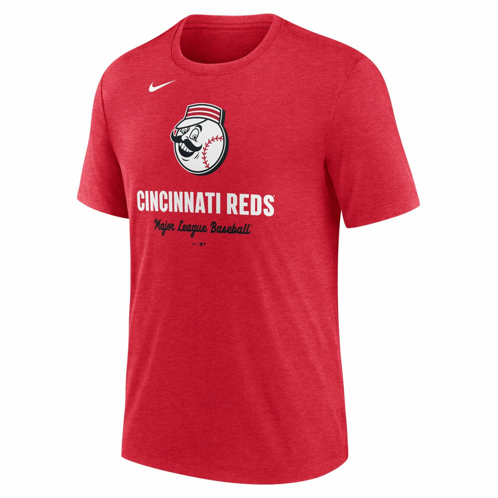 Heather Red Cincinnati Reds Nike Logo Tri-Blend T-Shirt