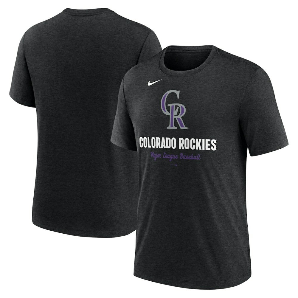 Heather Black Colorado Rockies Nike Logo Tri-Blend T-Shirt