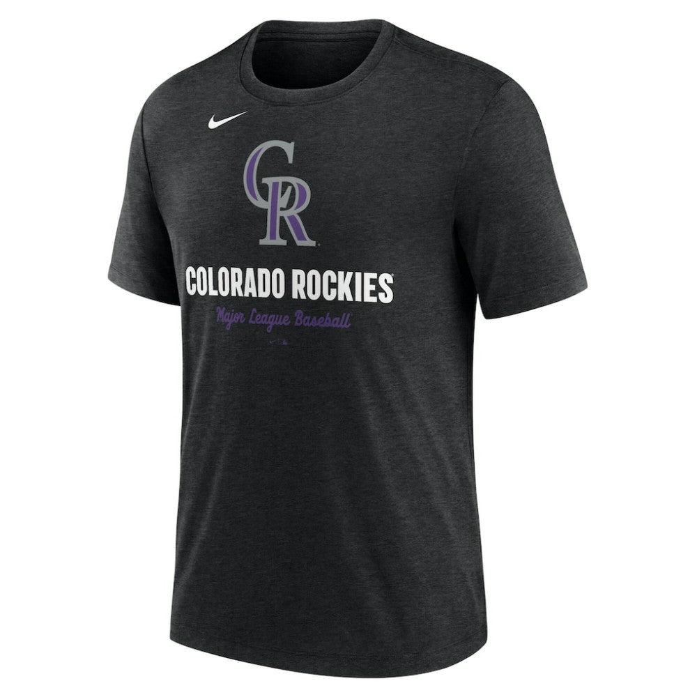 Heather Black Colorado Rockies Nike Logo Tri-Blend T-Shirt