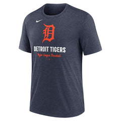 Heather Navy Detroit Tigers Nike Logo Tri-Blend T-Shirt
