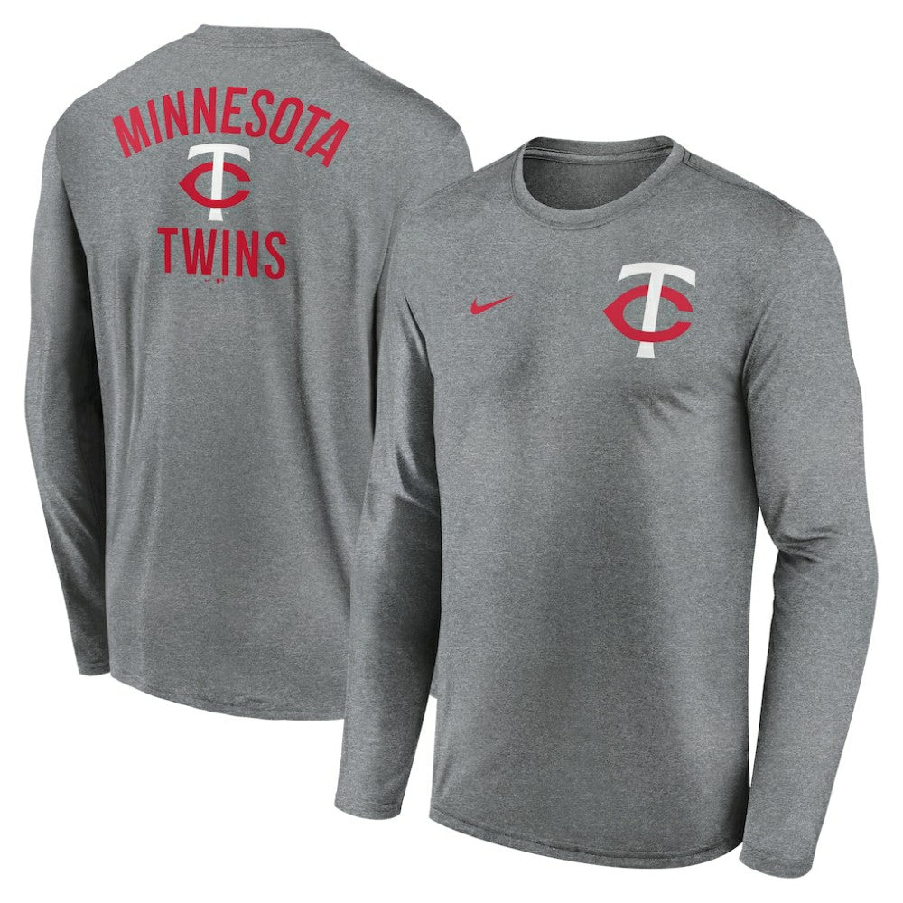 Heather Charcoal Minnesota Twins Nike 2-Hit Legend Dri-FIT Long Sleeve T-Shirt