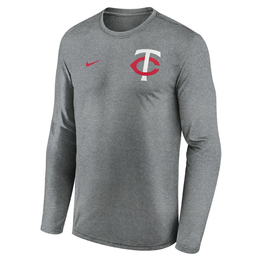Heather Charcoal Minnesota Twins Nike 2-Hit Legend Dri-FIT Long Sleeve T-Shirt