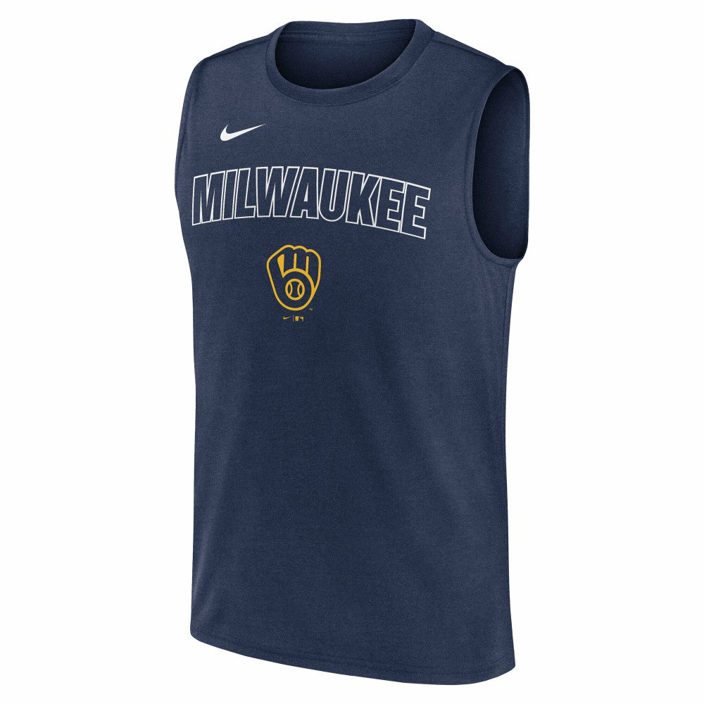 Navy Milwaukee Brewers Nike Knockout Dri-FIT Muscle Tank Top