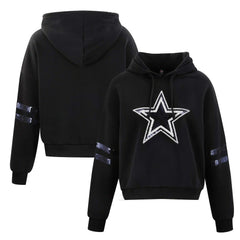 Cuce Women's Cropped Sequins Pullover Hoodie - Dallas Cowboys Hoodies