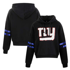 Cuce Women's Cropped Sequins Pullover Hoodie - New York Giants Hoodies
