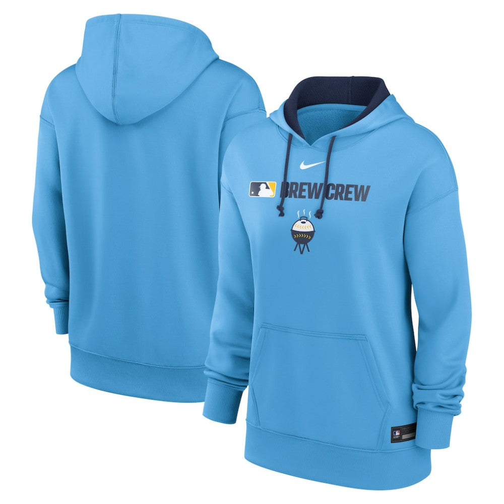Powder Blue Milwaukee Brewers Nike Women's City Connect Authentic Collection Therma-FIT Hoodie