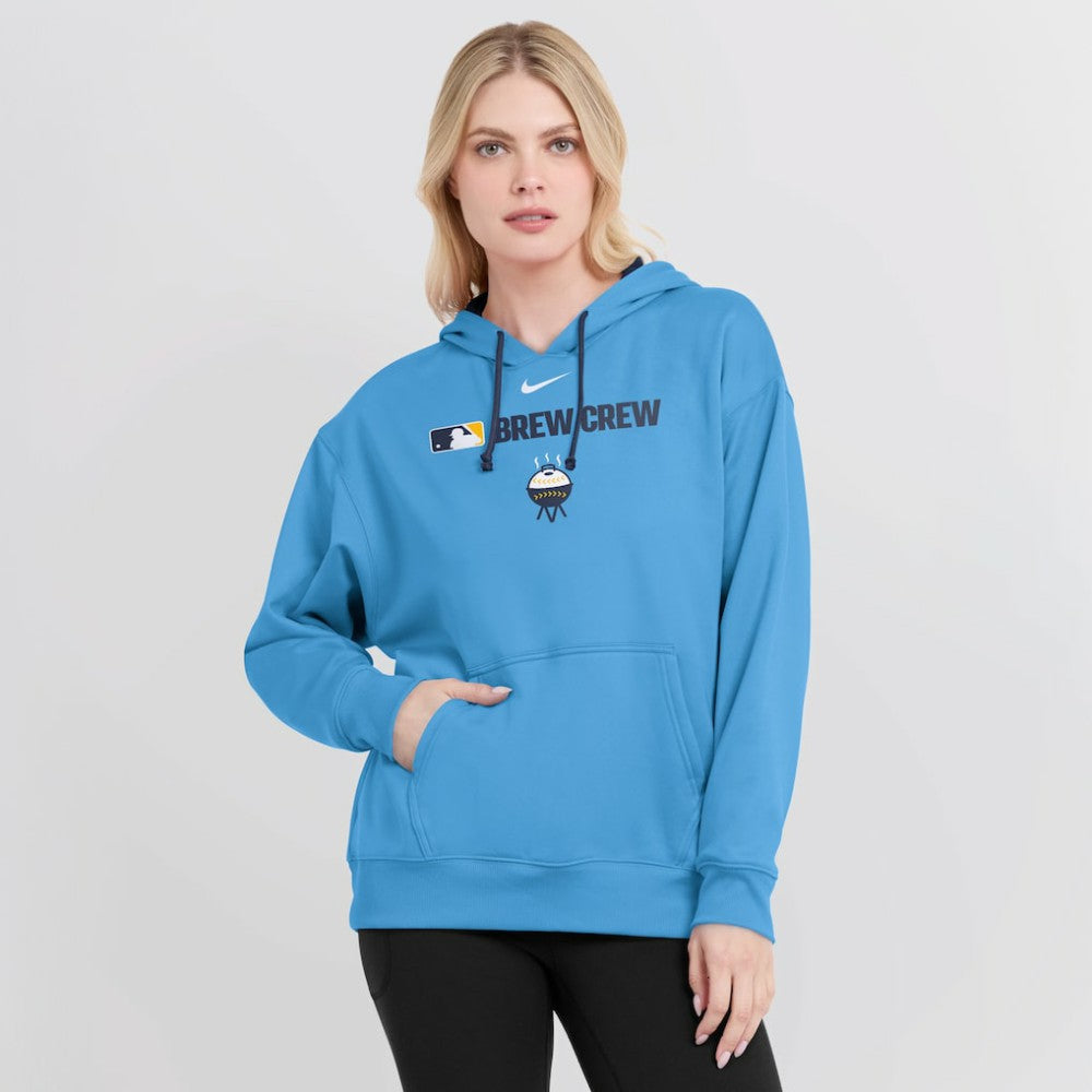 Powder Blue Milwaukee Brewers Nike Women's City Connect Authentic Collection Therma-FIT Hoodie