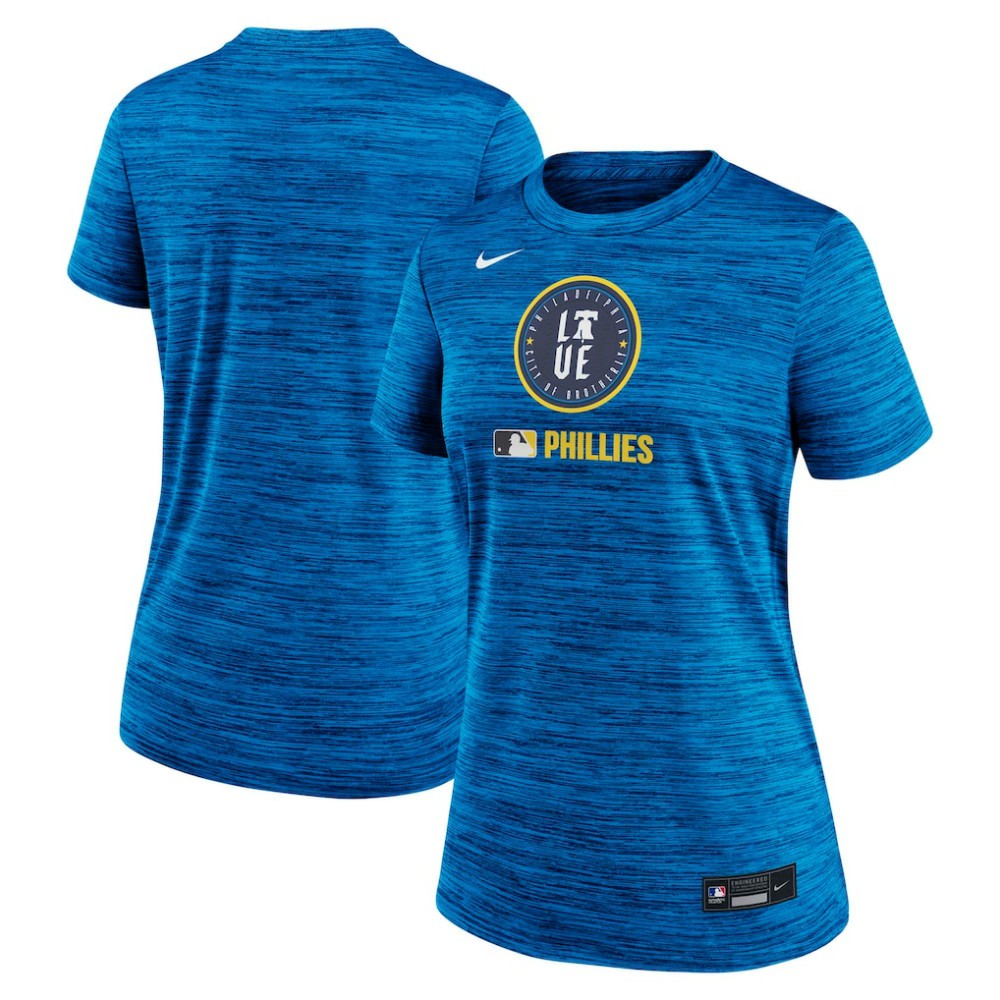 Royal Philadelphia Phillies Nike Women's Authentic Collection City Connect Velocity Dri-FIT T-Shirt