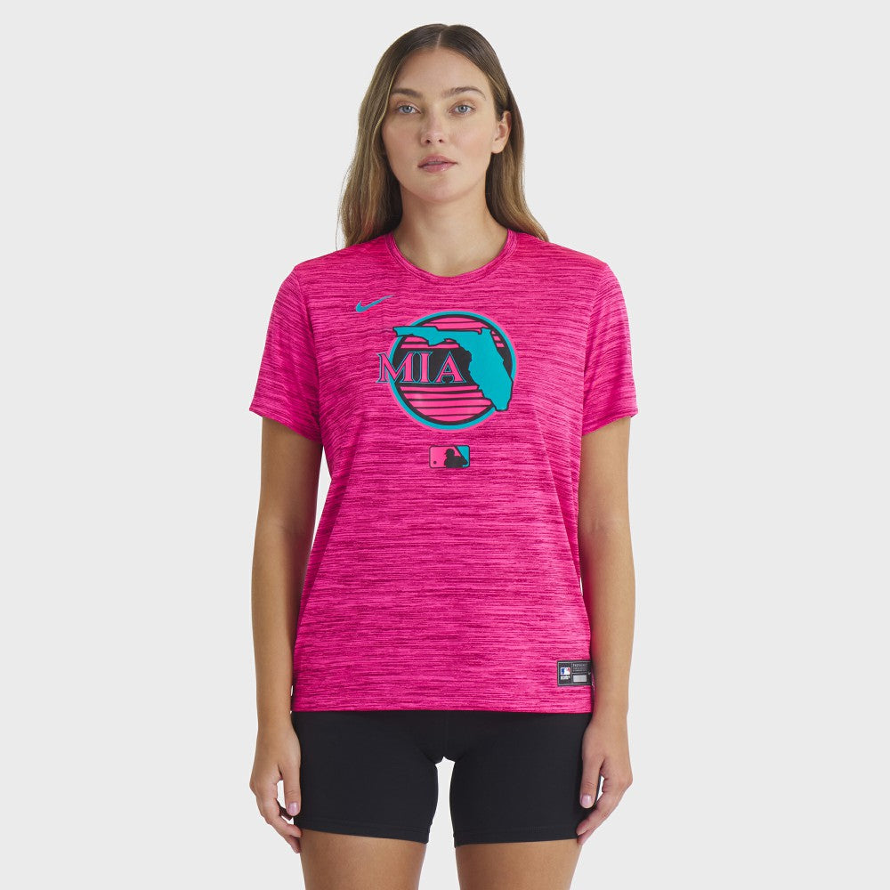Pink Miami Marlins Nike Women's 2025 City Connect Authentic Collection Velocity Dri-FIT T-Shirt