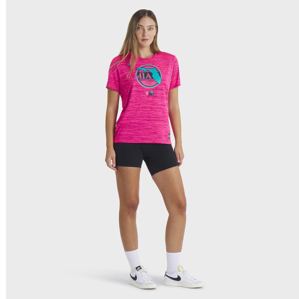 Pink Miami Marlins Nike Women's 2025 City Connect Authentic Collection Velocity Dri-FIT T-Shirt