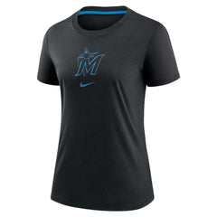 Black Miami Marlins Nike Women's Authentic Collection Early Work Tri-Blend T-Shirt