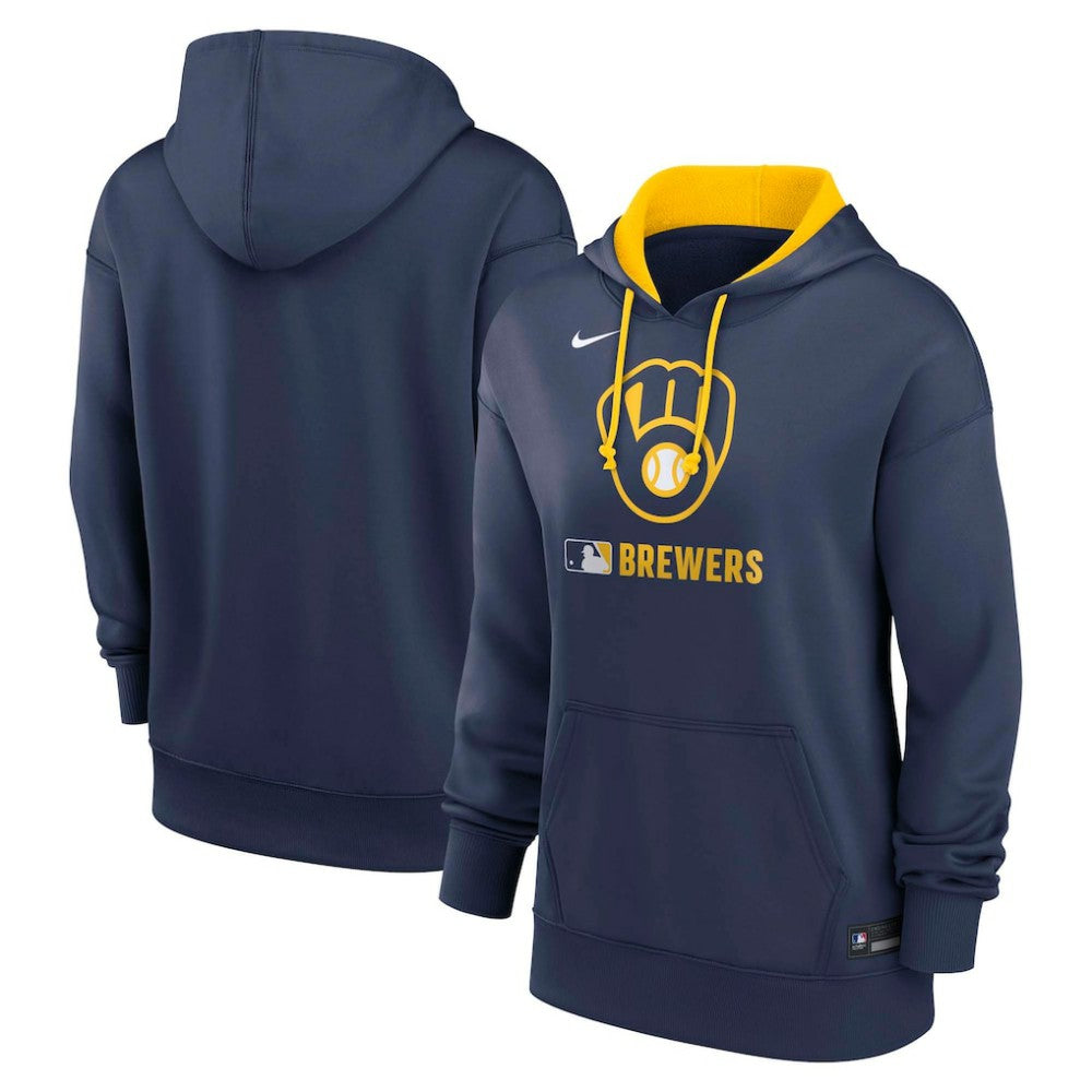 Navy Milwaukee Brewers Nike Women's Authentic Collection Therma-FIT Hoodie
