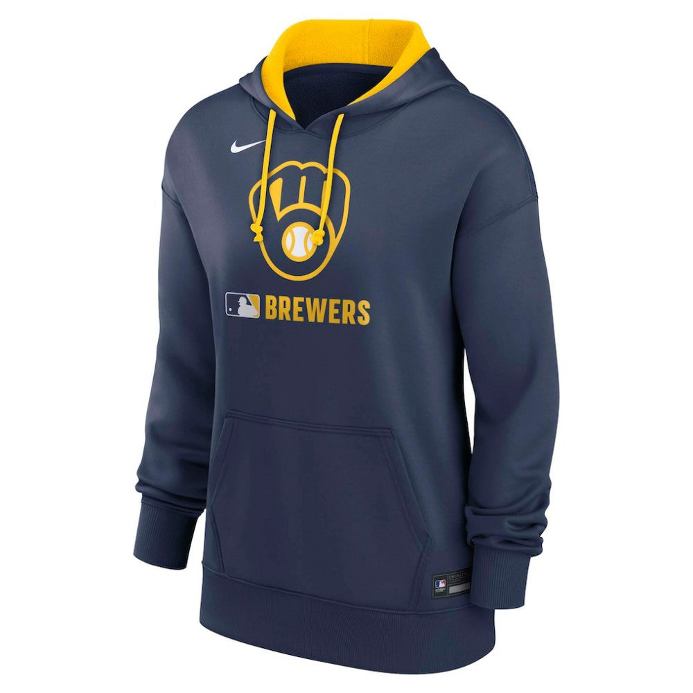 Navy Milwaukee Brewers Nike Women's Authentic Collection Therma-FIT Hoodie