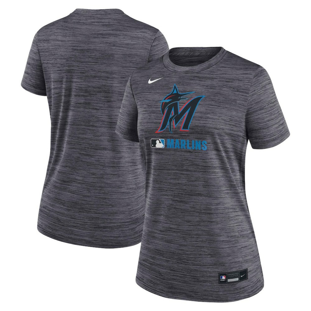 Black Miami Marlins Nike Women's Authentic Collection Velocity Dri-FIT T-Shirt