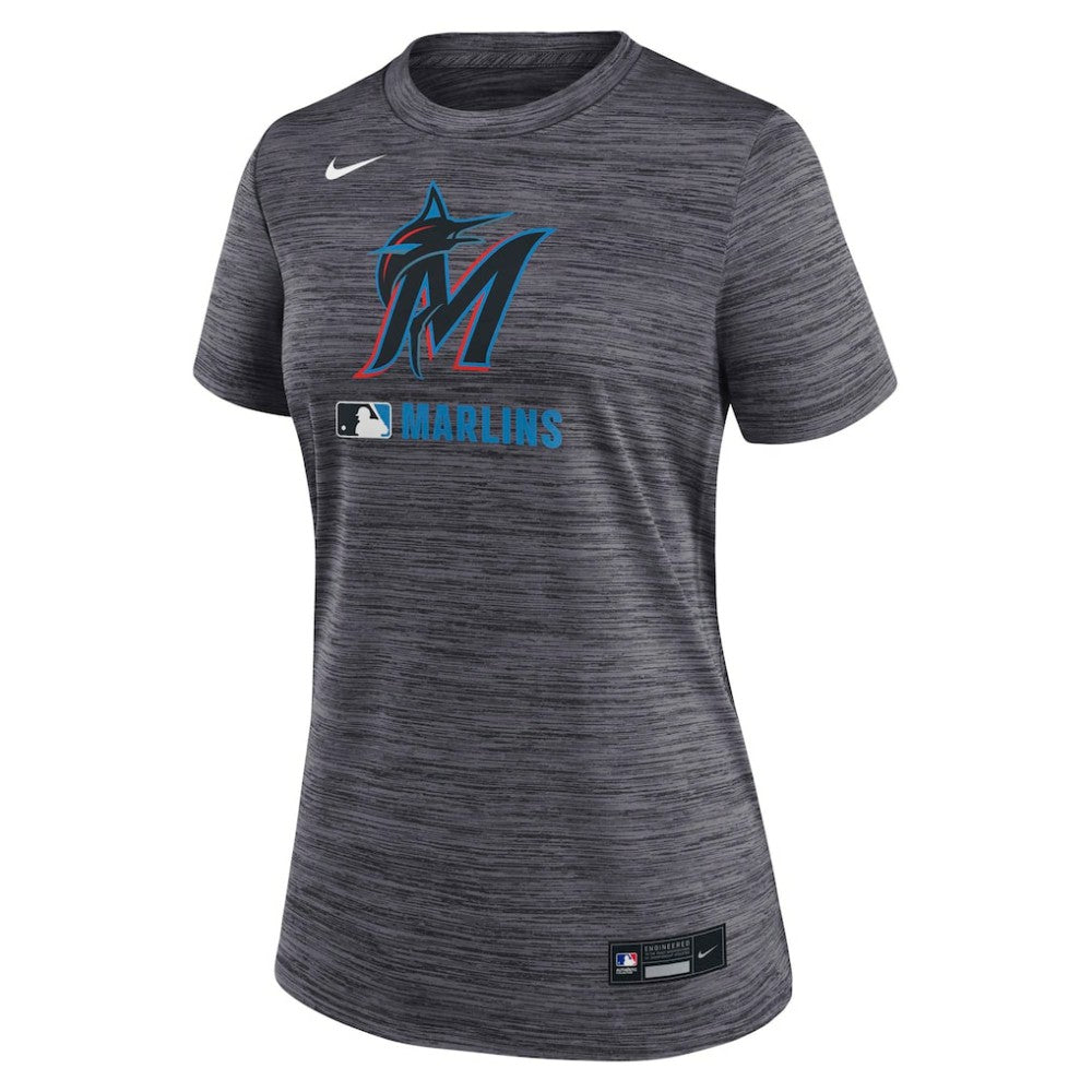 Black Miami Marlins Nike Women's Authentic Collection Velocity Dri-FIT T-Shirt