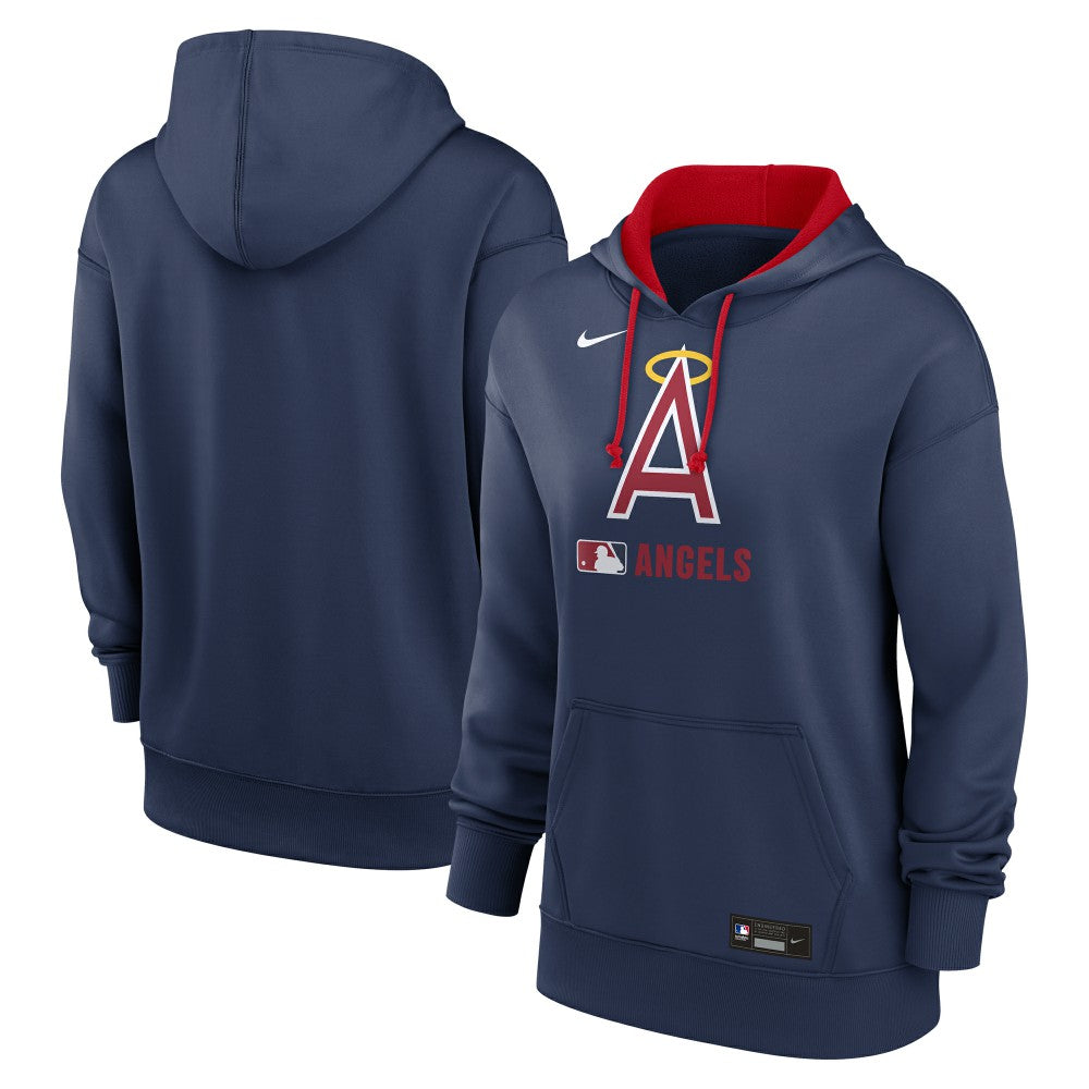 Navy Los Angeles Angels Nike Women's Authentic Collection Lockup Alternate Logo Therma Hoodie