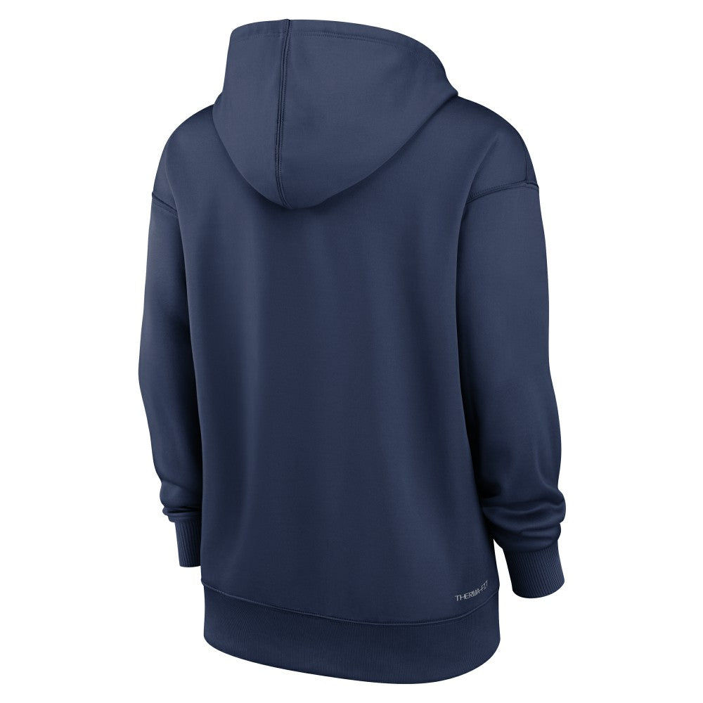 Navy Los Angeles Angels Nike Women's Authentic Collection Lockup Alternate Logo Therma Hoodie