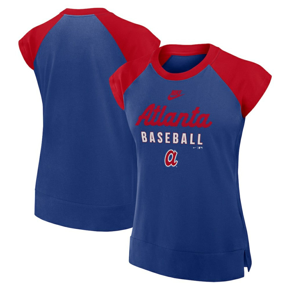 Navy/Red Atlanta Braves Nike Women's Cooperstown Collection Raglan Dri-FIT T-Shirt