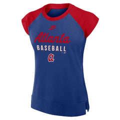 Navy/Red Atlanta Braves Nike Women's Cooperstown Collection Raglan Dri-FIT T-Shirt