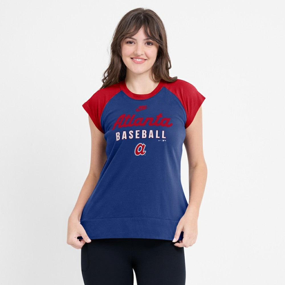 Navy/Red Atlanta Braves Nike Women's Cooperstown Collection Raglan Dri-FIT T-Shirt