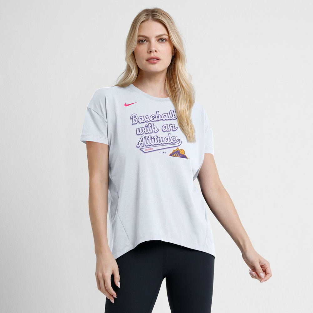 White Colorado Rockies Nike Women's 2025 City Connect Flowy Fashion Tri-Blend Dri-FIT T-Shirt