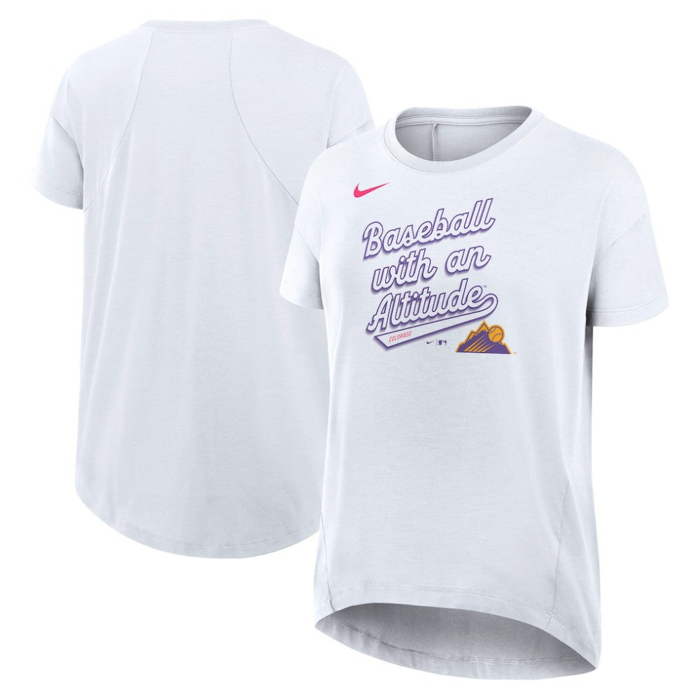 White Colorado Rockies Nike Women's 2025 City Connect Flowy Fashion Tri-Blend Dri-FIT T-Shirt