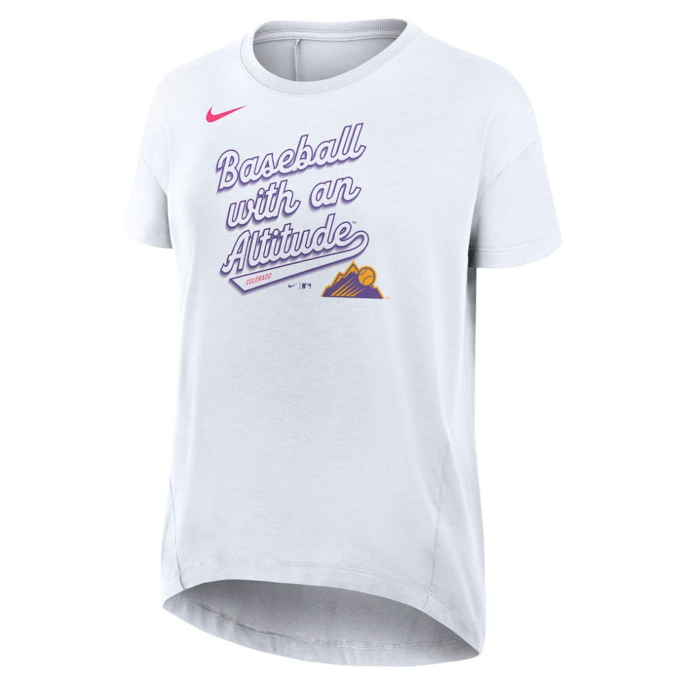 White Colorado Rockies Nike Women's 2025 City Connect Flowy Fashion Tri-Blend Dri-FIT T-Shirt