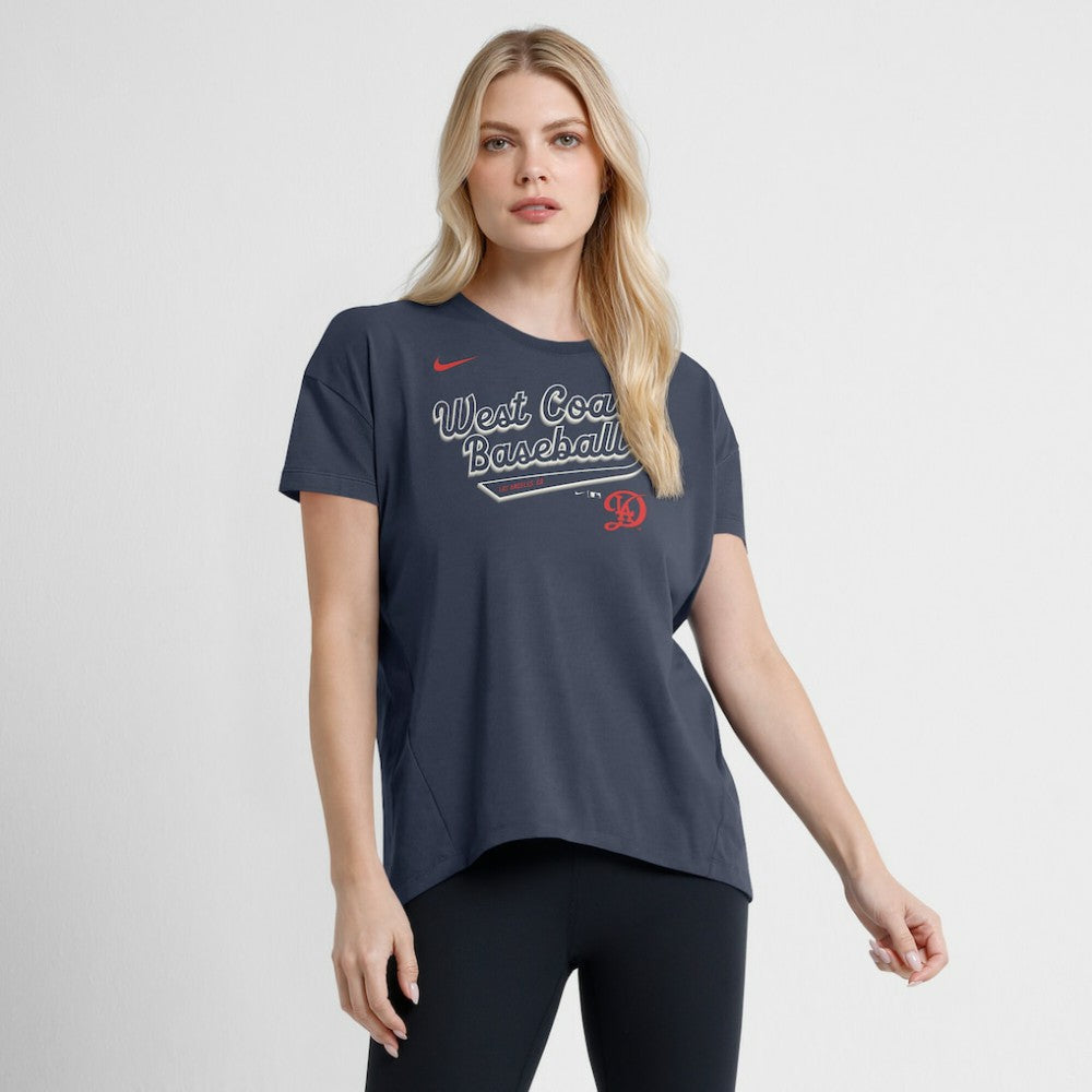 Charcoal Los Angeles Dodgers Nike Women's 2025 City Connect Flowy Fashion Tri-Blend Dri-FIT T-Shirt