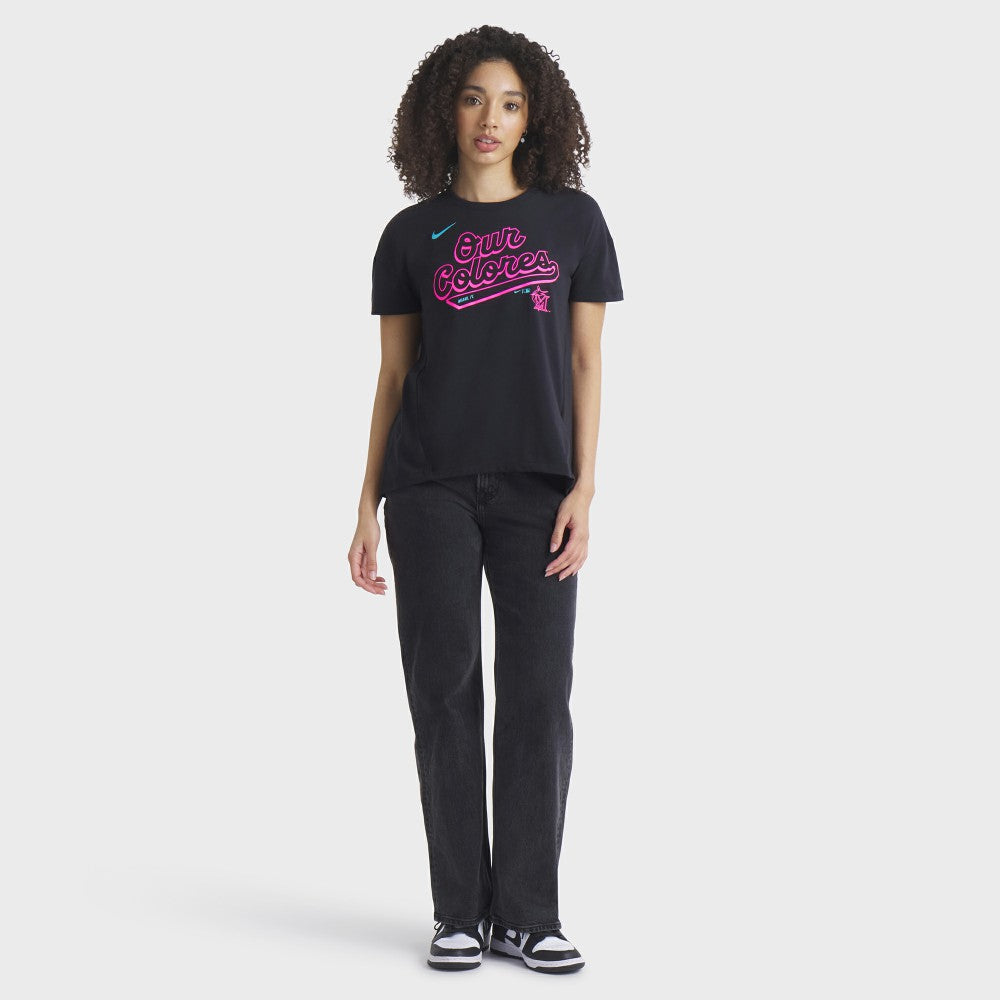 Black Miami Marlins Nike Women's 2025 City Connect Flowy Fashion Tri-Blend Dri-FIT T-Shirt