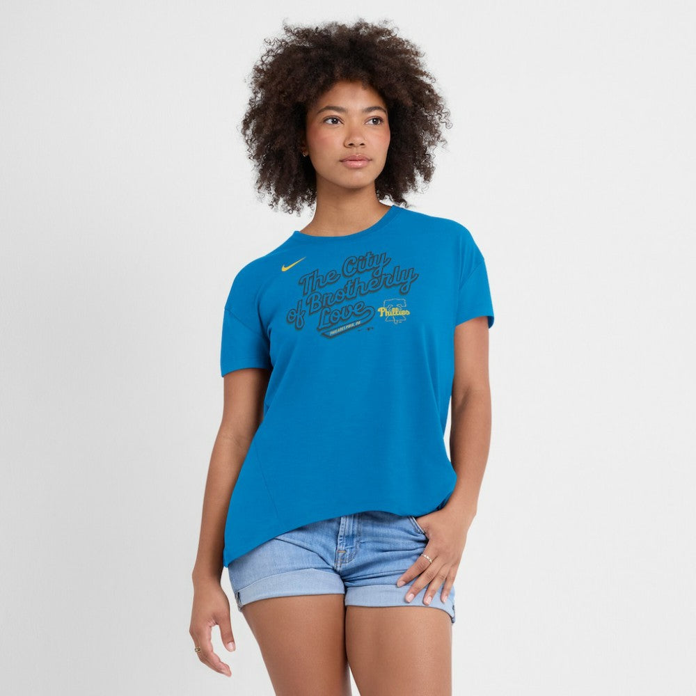Blue Philadelphia Phillies Nike Women's 2025 City Connect Flowy Fashion Tri-Blend Dri-FIT T-Shirt