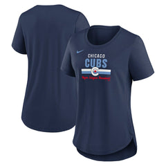 Navy Chicago Cubs Nike Women's City Connect Lockup Tri-Blend T-Shirt