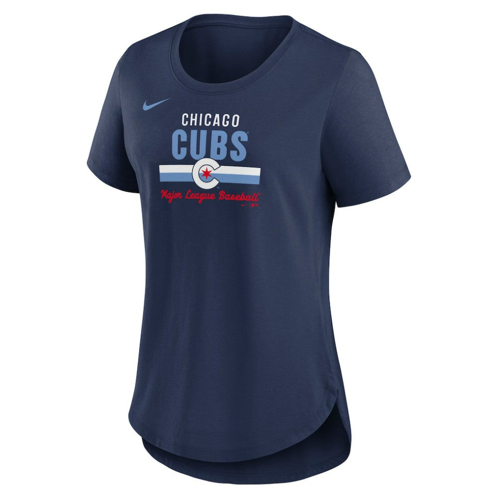 Navy Chicago Cubs Nike Women's City Connect Lockup Tri-Blend T-Shirt