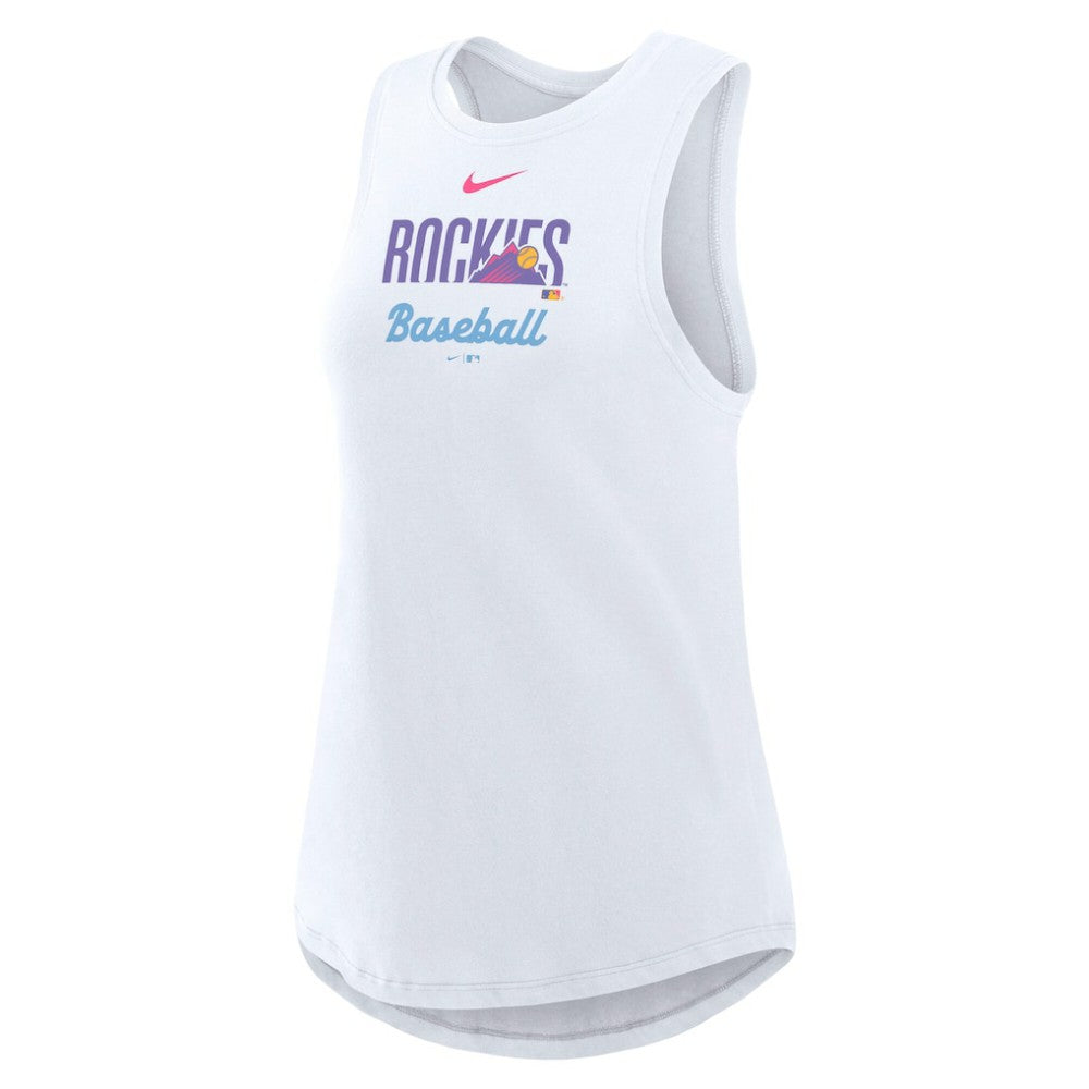White Colorado Rockies Nike Women's City Connect Tricode High Neck Dri-FIT Tank Top