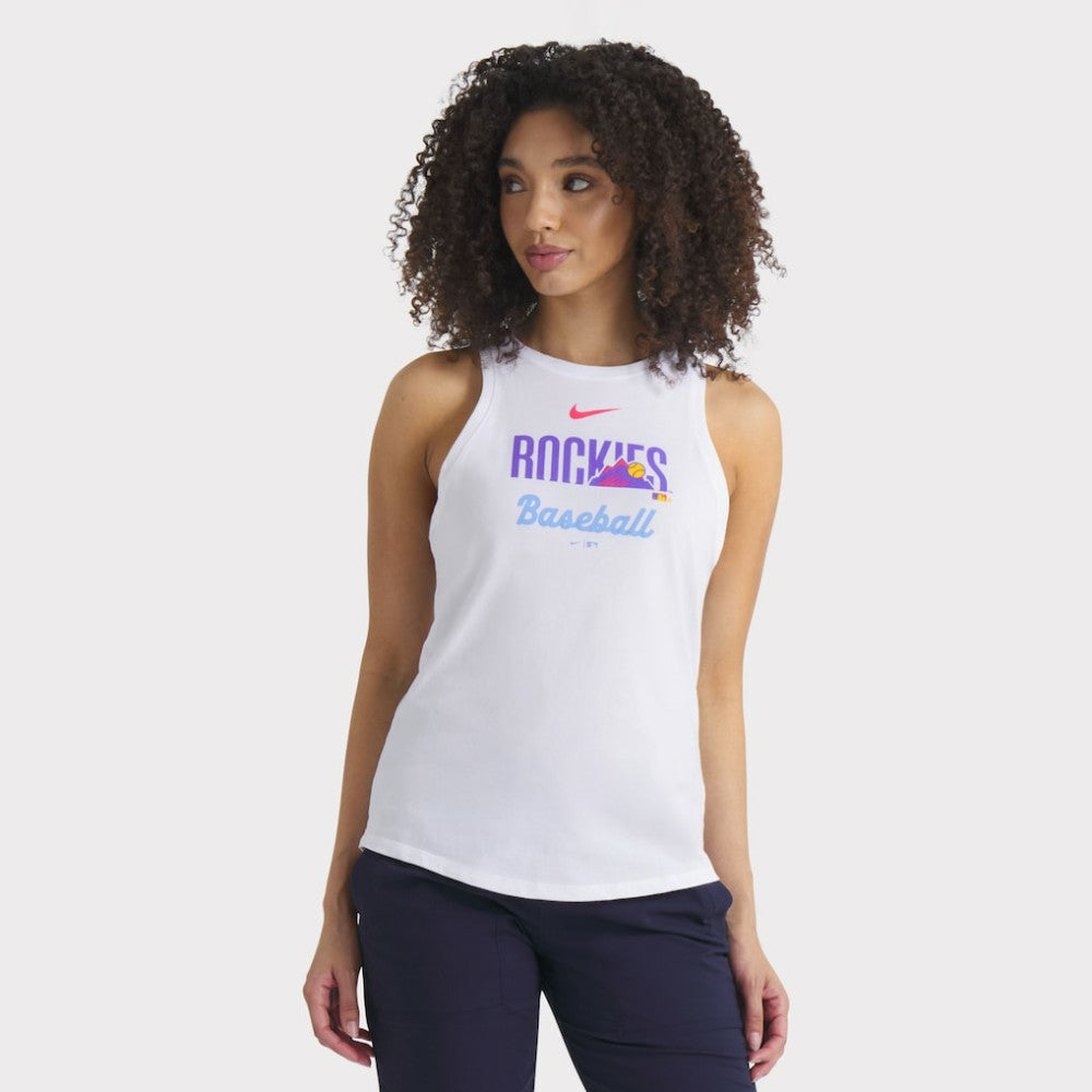 White Colorado Rockies Nike Women's City Connect Tricode High Neck Dri-FIT Tank Top