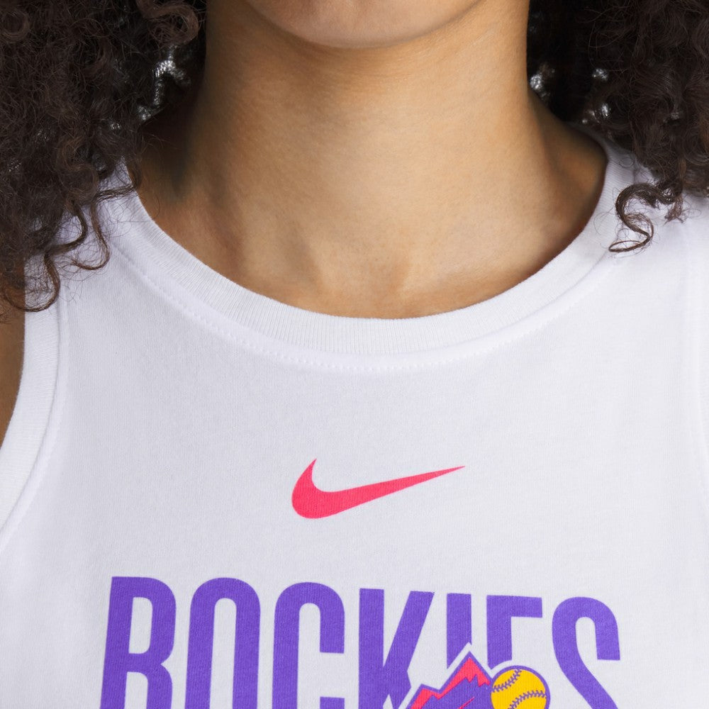 White Colorado Rockies Nike Women's City Connect Tricode High Neck Dri-FIT Tank Top