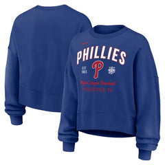 Royal Philadelphia Phillies Nike Women's Oversized High Hip Pullover Sweatshirt