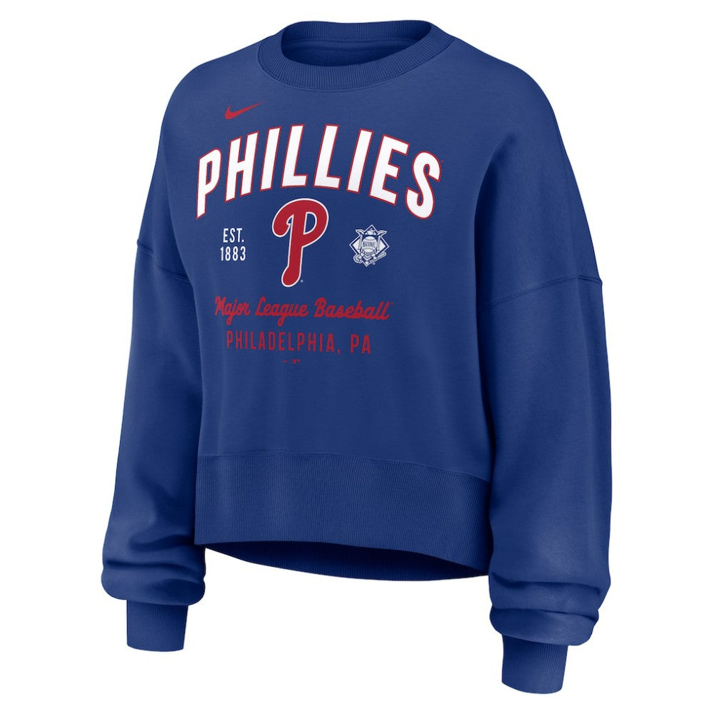 Royal Philadelphia Phillies Nike Women's Oversized High Hip Pullover Sweatshirt